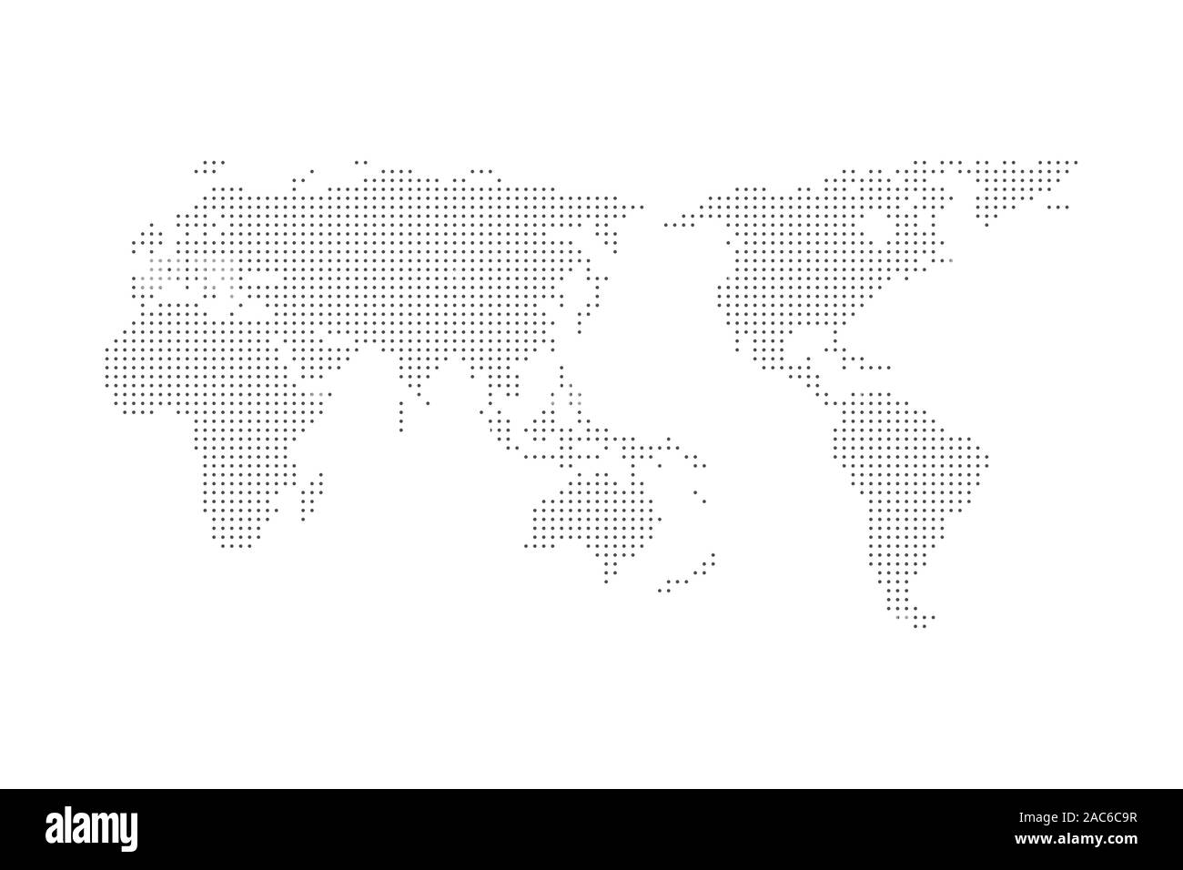 Demi-teinte gris parsemé world map vector illustration design plat asie en centre. Illustration de Vecteur