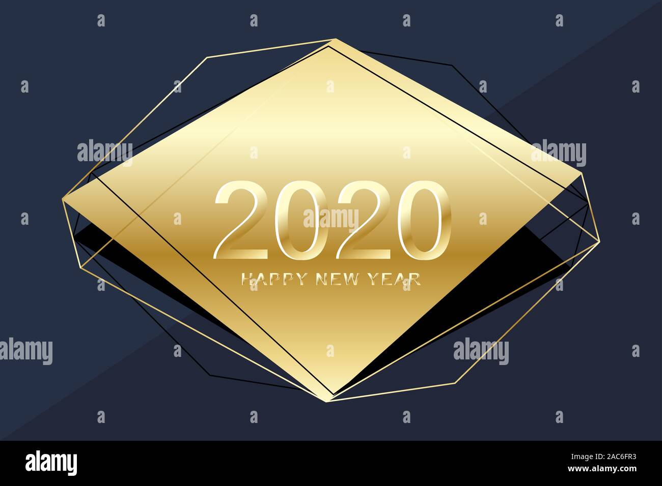 Joyeux Noël et Bonne Année 2020 carte de vœux. Fond d'or moderne modèle pour 2020 bonne année. Gabarit de protection au design moderne Illustration de Vecteur