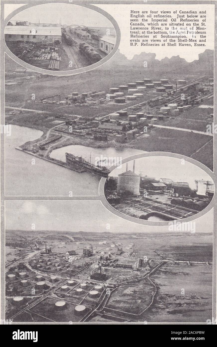 Années 1930, les raffineries de pétrole - Canada / Southampton / Essex. Banque D'Images
