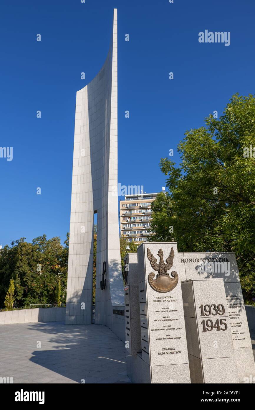 La Pologne, la ville de Varsovie, Monument de la résistance polonaise et l'Armée de l'intérieur de l'État Banque D'Images