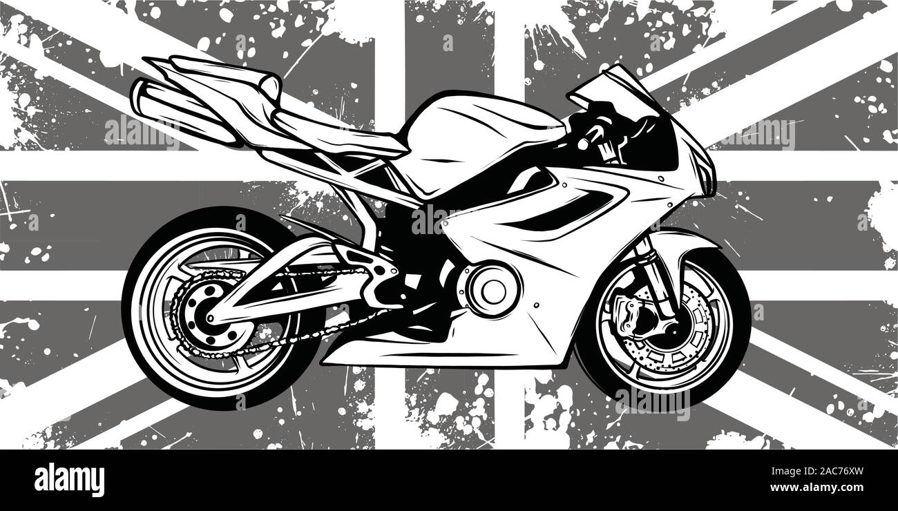 Moto avec la Grande-Bretagne d'un drapeau en arrière-plan Illustration de Vecteur