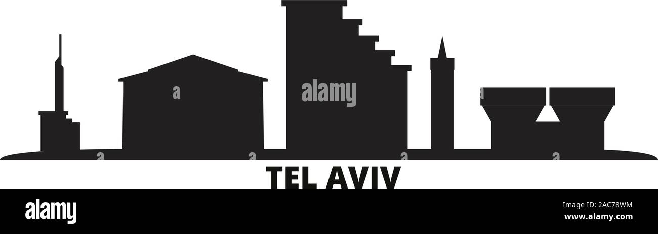 Israël, Tel Aviv city skyline illustration vectorielles. Israël, Tel Aviv billet cityscape de repères Illustration de Vecteur