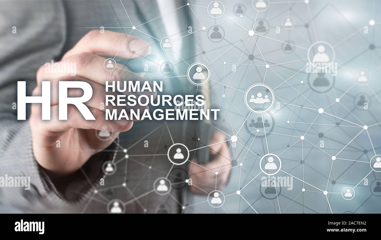 La gestion des ressources humaines, RH, Team Building et de recrutement concept sur fond flou. Banque D'Images