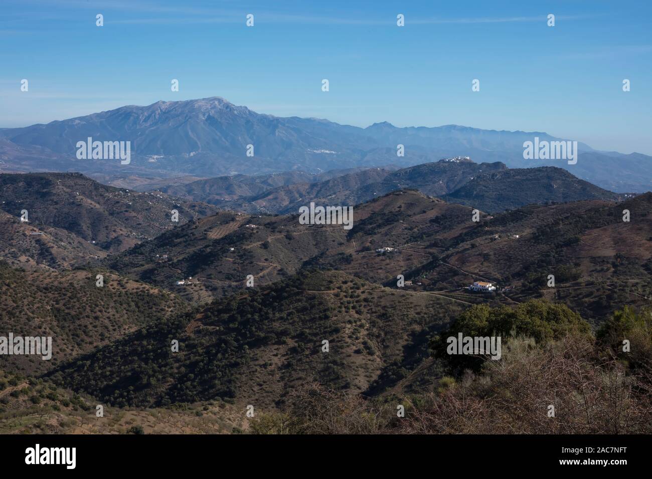 Vue panoramique à l'est du Parc Naturel Montes de Malaga, Espagne. Banque D'Images