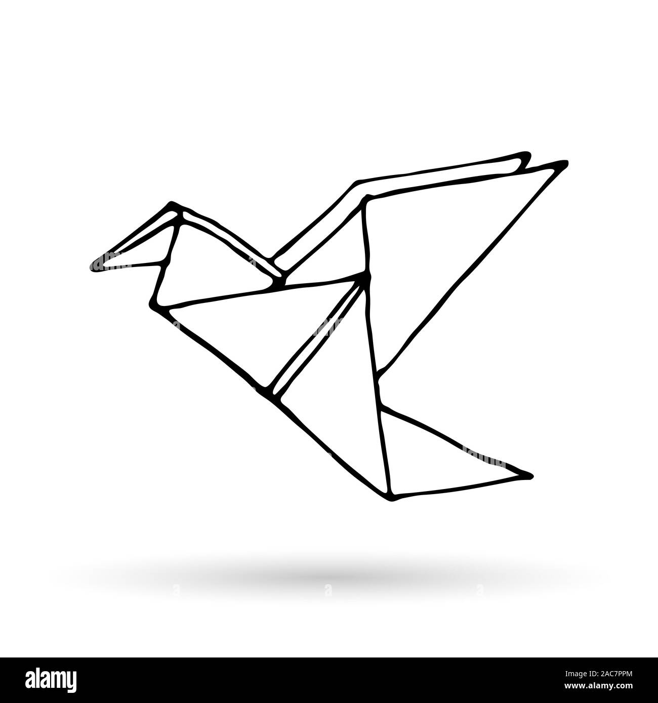 Icône simple doodle Origami. Origami dessinés à la main, l'animal. Logo géométrique ou de l'icône. Vector illustration minimaliste Illustration de Vecteur