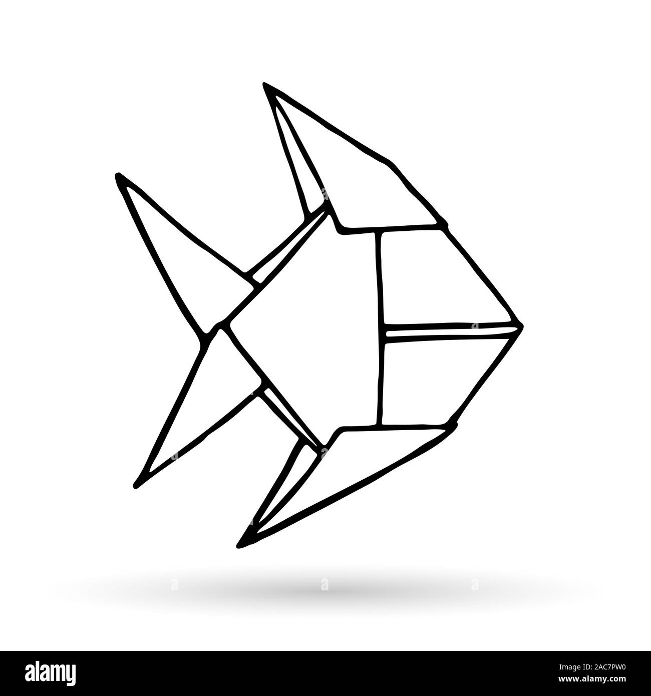 Icône simple doodle Origami. Origami dessinés à la main, l'animal. Logo géométrique ou de l'icône. Vector illustration minimaliste Illustration de Vecteur