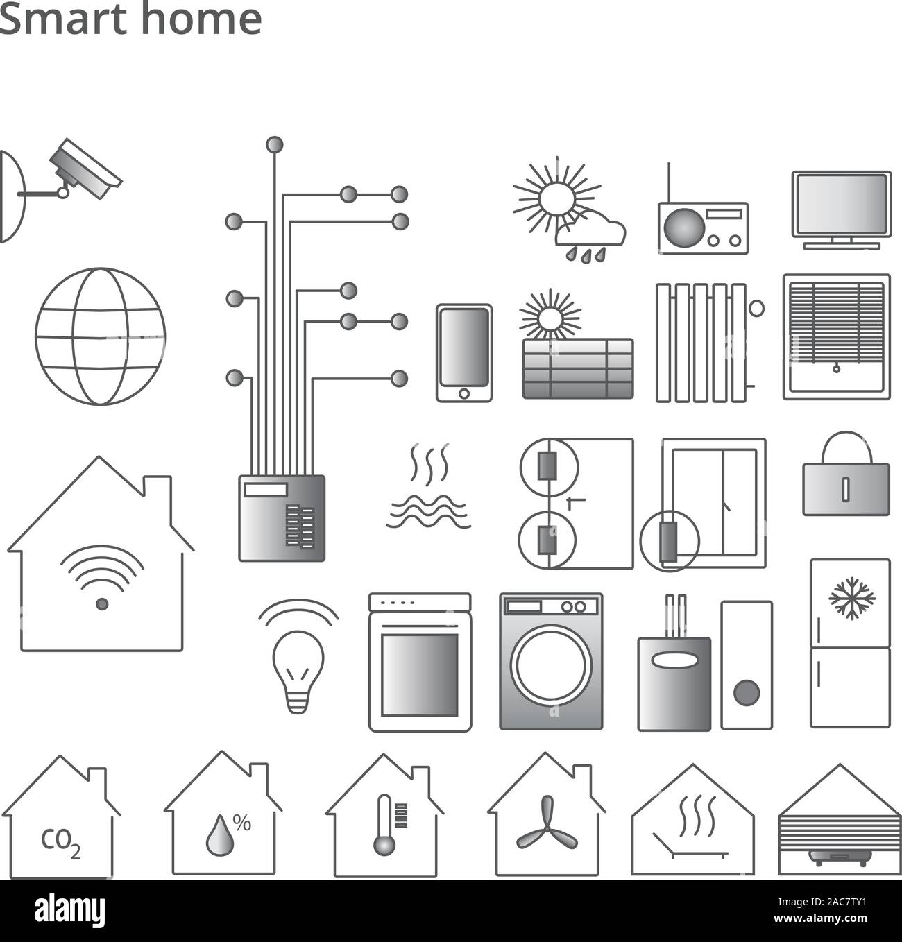 Smart Accueil Management Icons Set. Vector illustration Illustration de Vecteur