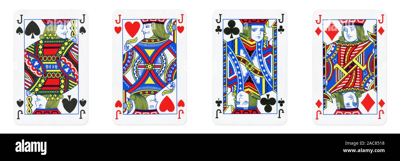 Quatre valets de cartes à jouer - isolated on white Banque D'Images