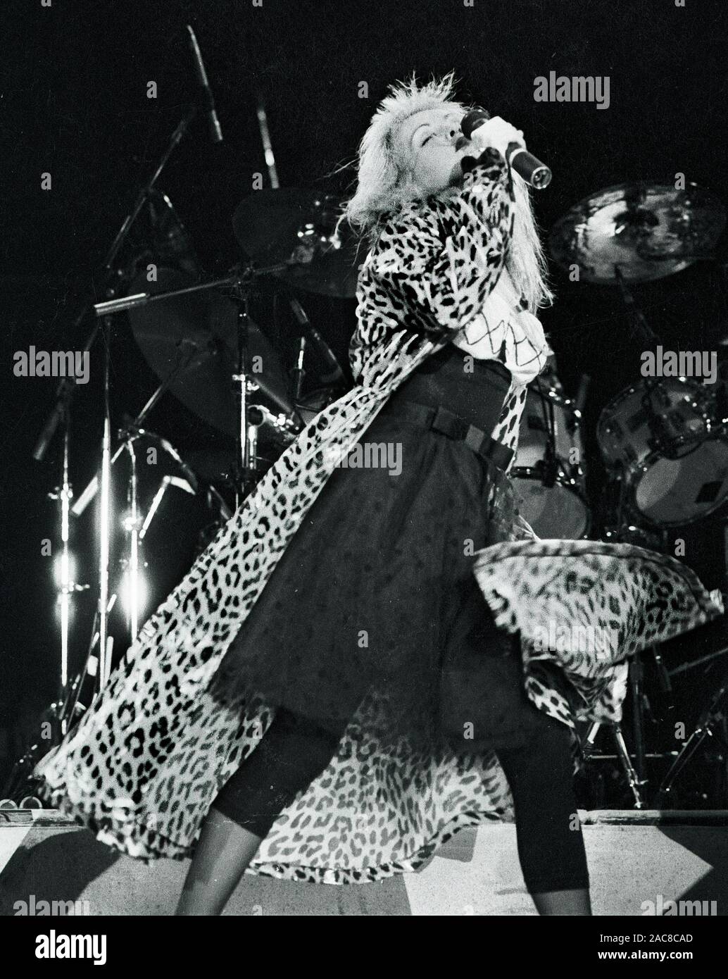 Cyndi Lauper chante dans les "vraies couleurs" tour concert au Worcester worcester dans Centruim Ma USA 1980 photo de Bill belknap Banque D'Images