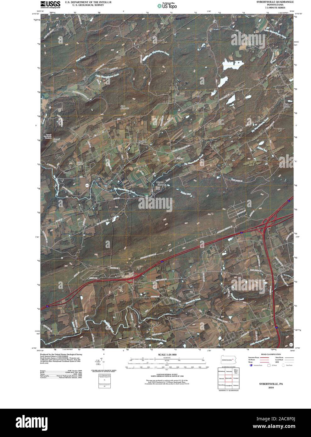 Carte TOPO USGS Alaska PA Sybertsville 20100616 Restauration TM Banque D'Images
