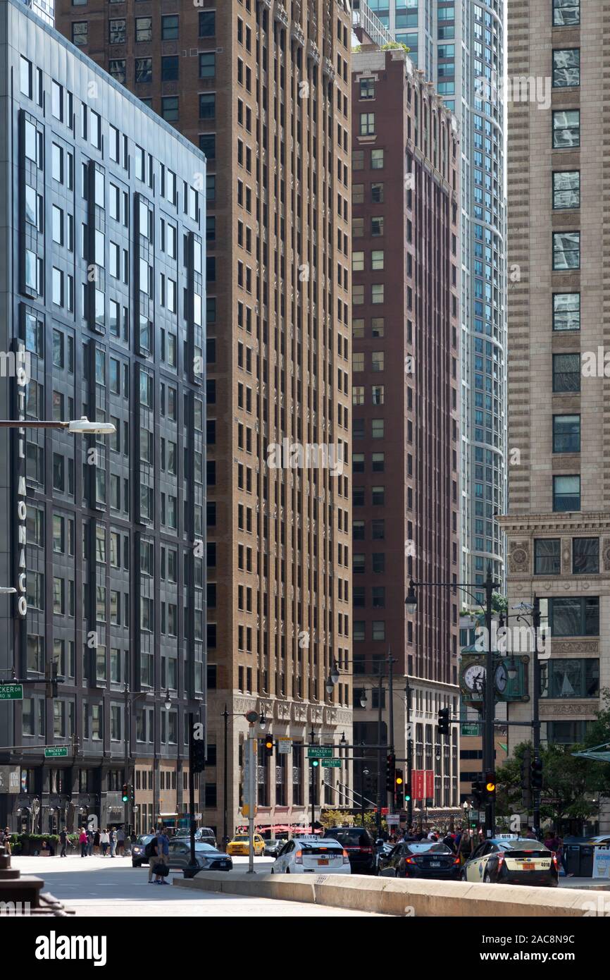 Chicago Street, The Loop, Chicago, Illinois, États-Unis Banque D'Images