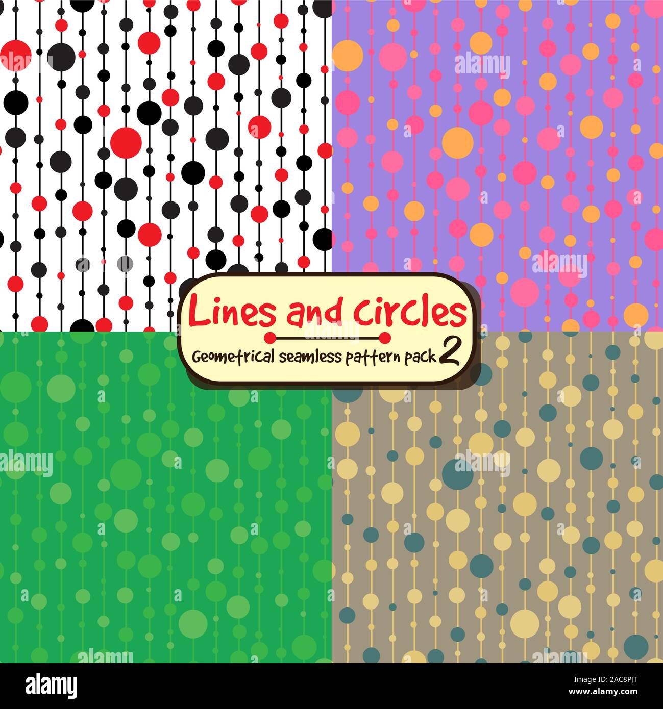 Lignes et cercles motif transparent vertical pack avec différentes combinaisons de couleurs. Illustration de Vecteur