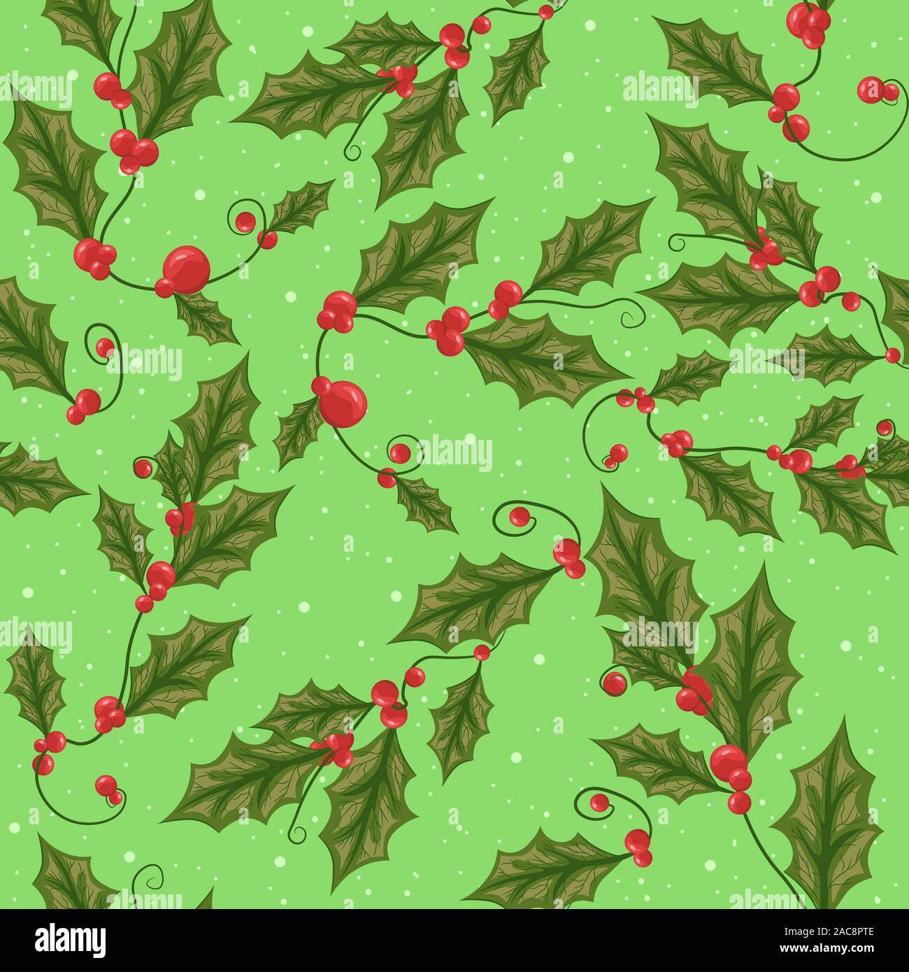 Direction générale de la Gui avec des feuilles vertes pour la célébration de Noël et vacances d'hiver. Les fruits de l'arbre rouge transparente répétitives. Illustration de Vecteur