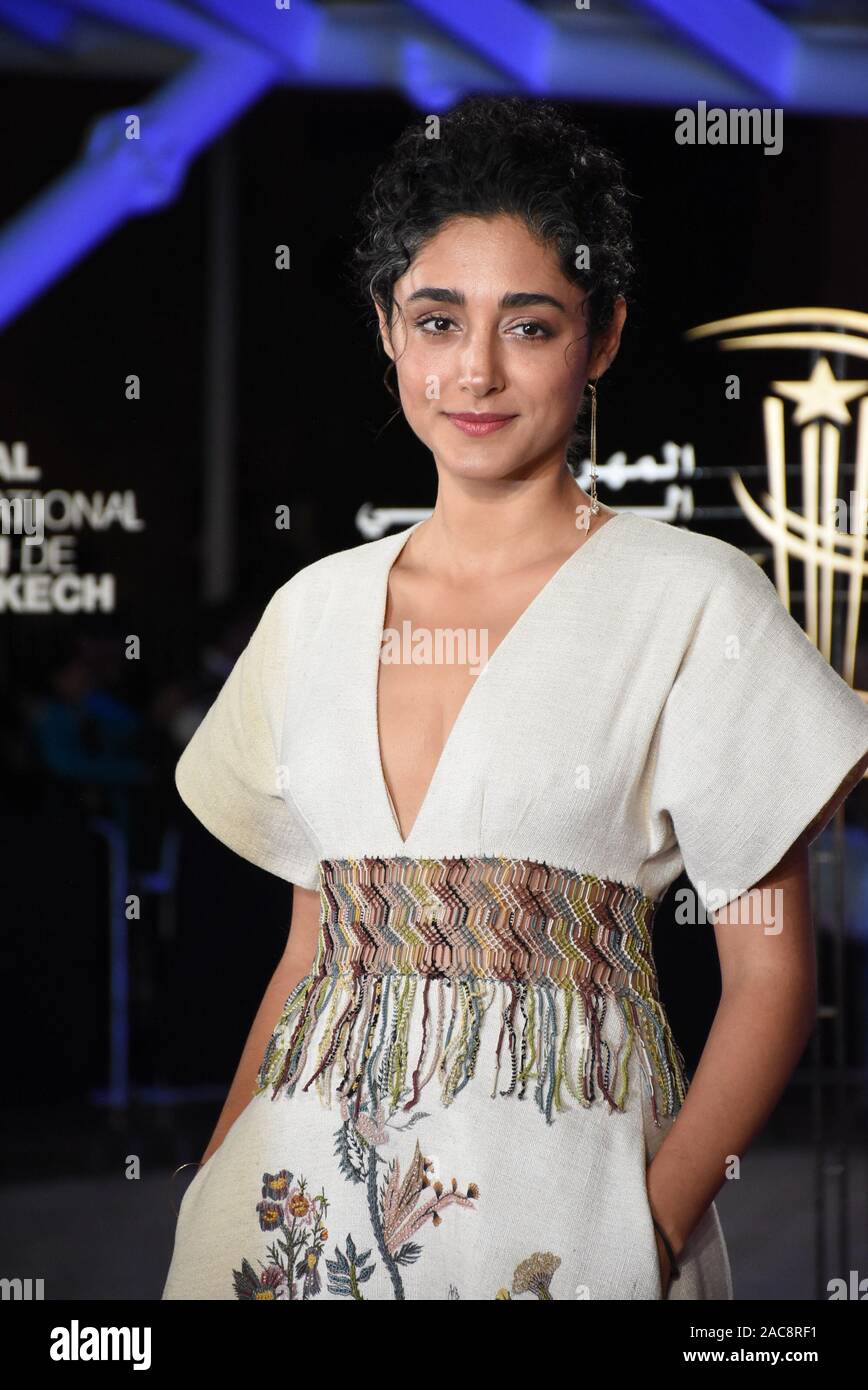 Marrakech, Maroc. 1er décembre 2019. L'actrice Golshifteh Farahani assiste à l'hommage à Bertrand Tavernier directeur français au cours du 18e Festival International du Film de Marrakech à Marrakech, Maroc, le 1 décembre, 2019. Credit : Chadi/Xinhua/Alamy Live News Banque D'Images