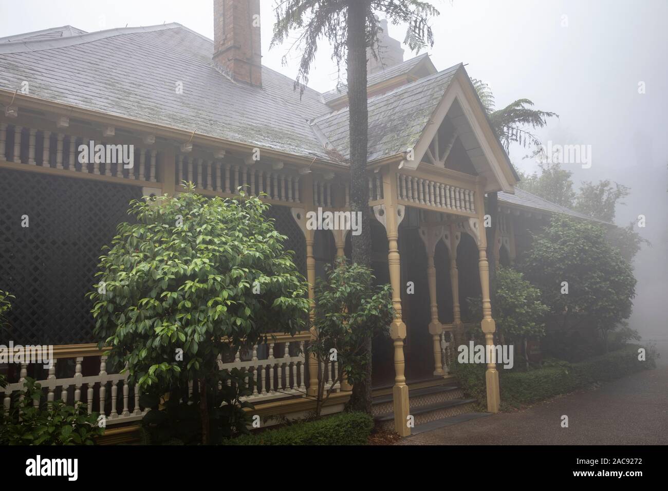 Au restaurant Blue Mountains Darleys Lilianfels hôtel de luxe et spa à Katoomba, New South Wales, Australie Banque D'Images