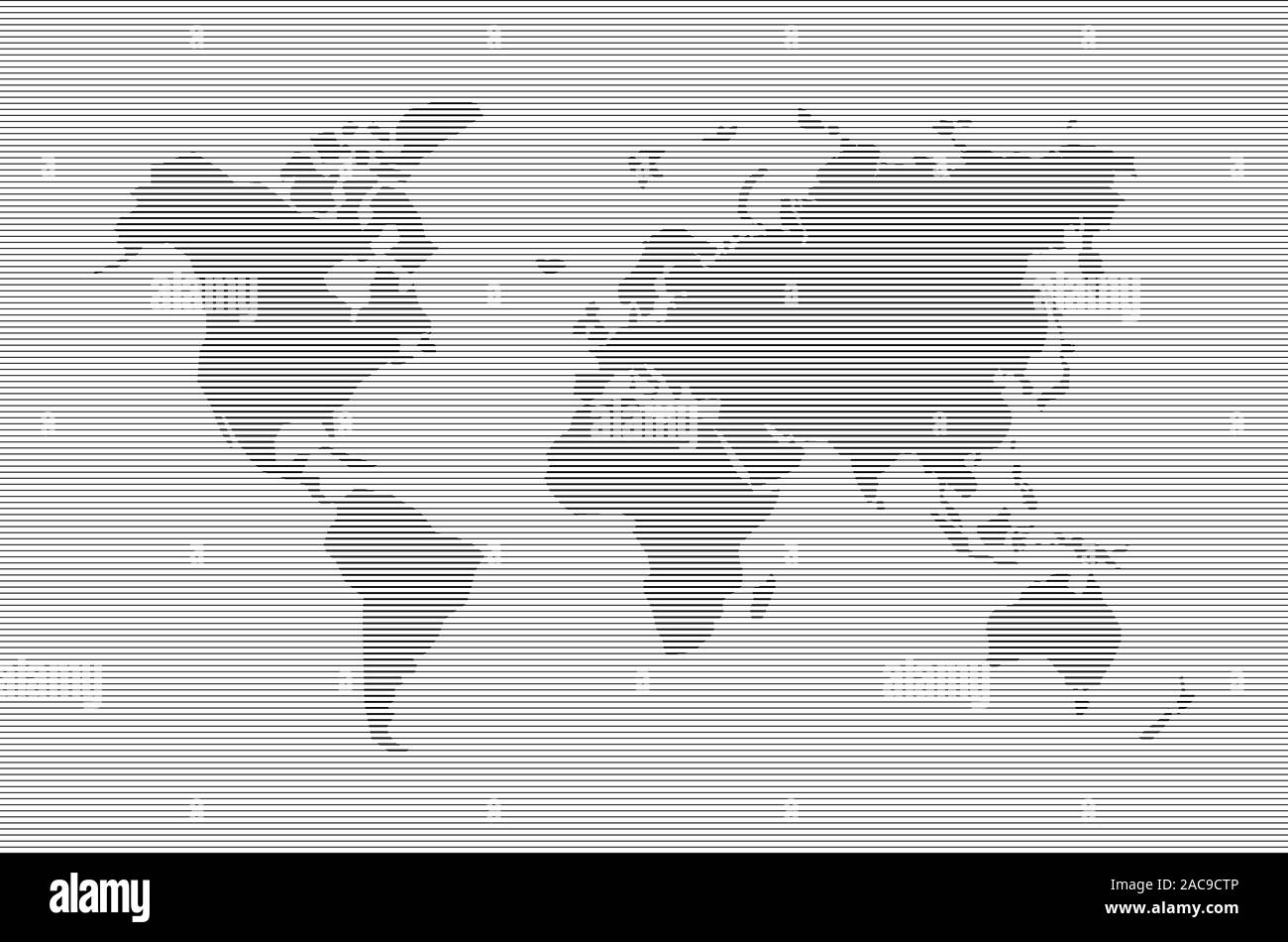 Carte du monde abstrait en lignes horizontales. La cartographie vectorielle avec rayures noires pays illustration Illustration de Vecteur