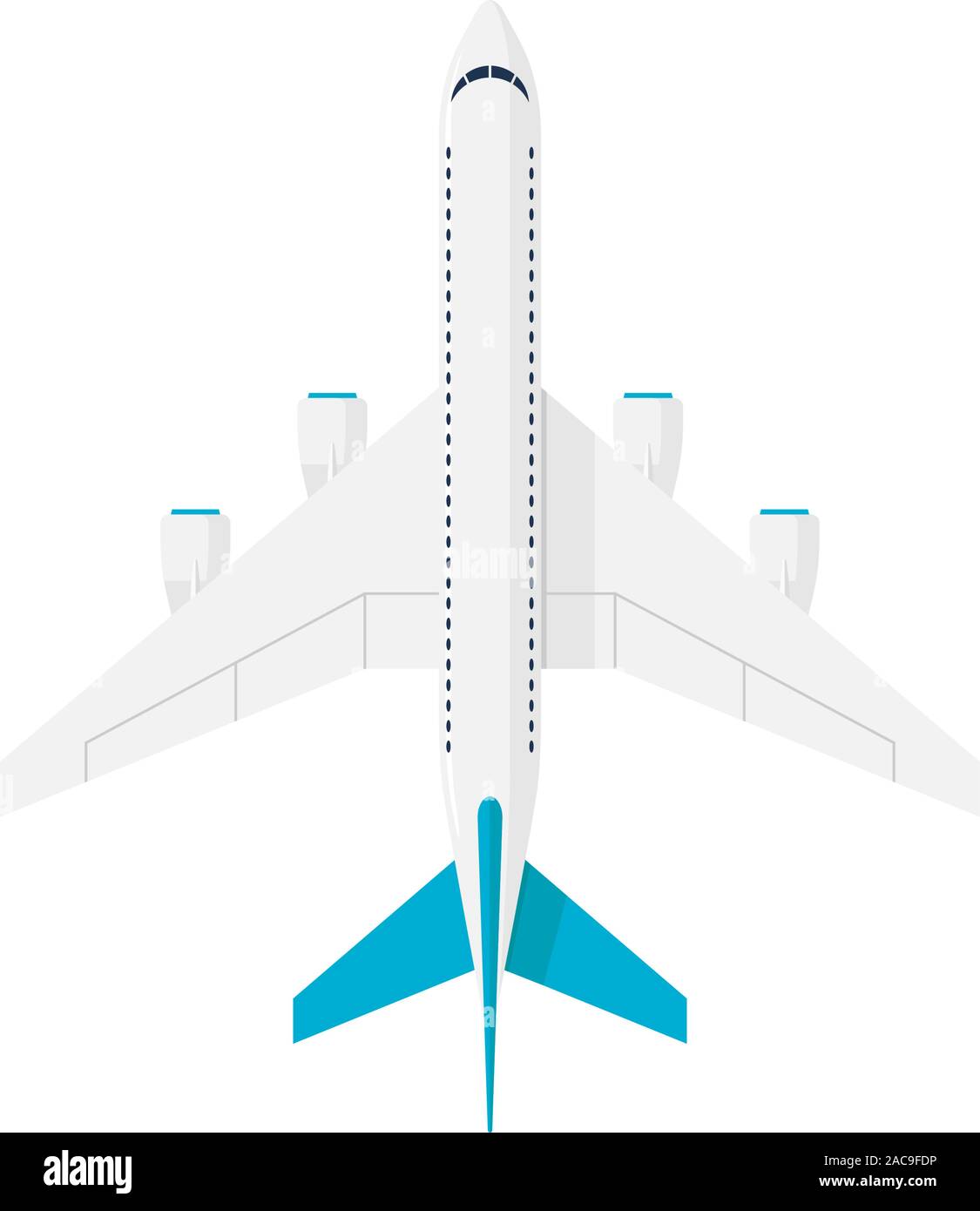 Grand jet avion passager avec quatre moteurs. L'aviation civile avion en vol vue de dessus. Télévision vector illustration Illustration de Vecteur