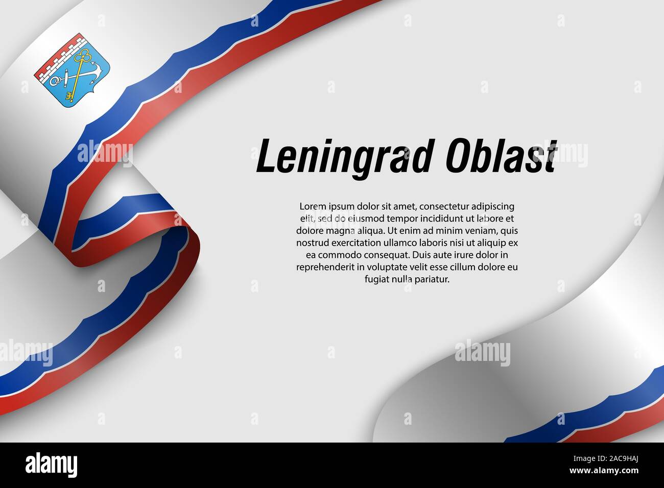 Forme un ruban ou une bannière avec pavillon de l'Oblast de Léningrad. Région de la Russie. Modèle pour la conception de l'affiche Illustration de Vecteur