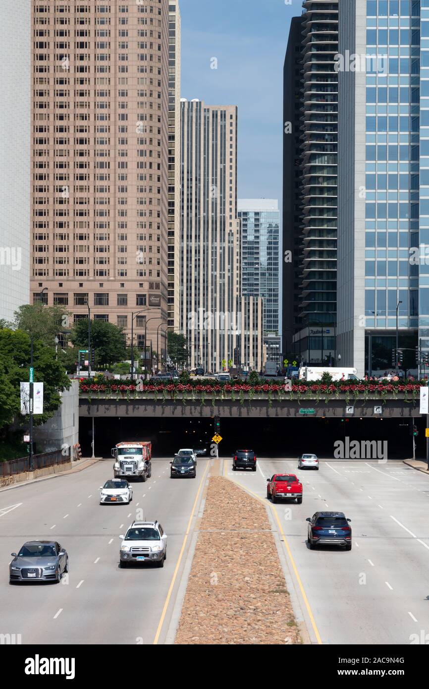 Columbus Drive, Grant Park, la boucle, Chicago, USA Banque D'Images