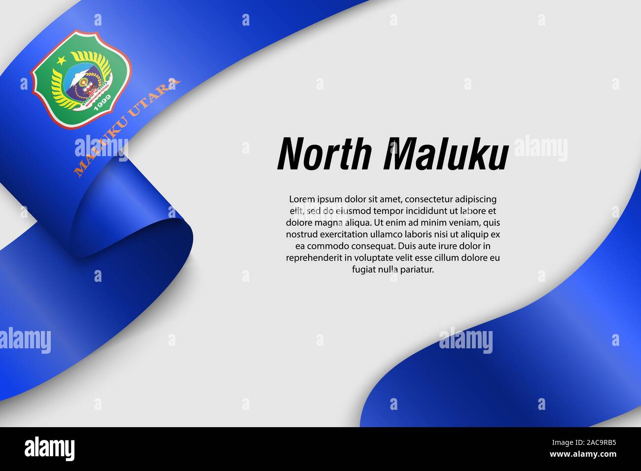 Forme un ruban ou une bannière avec pavillon d'Amérique du Maluku. Province de l'Indonésie. Modèle pour la conception de l'affiche Illustration de Vecteur