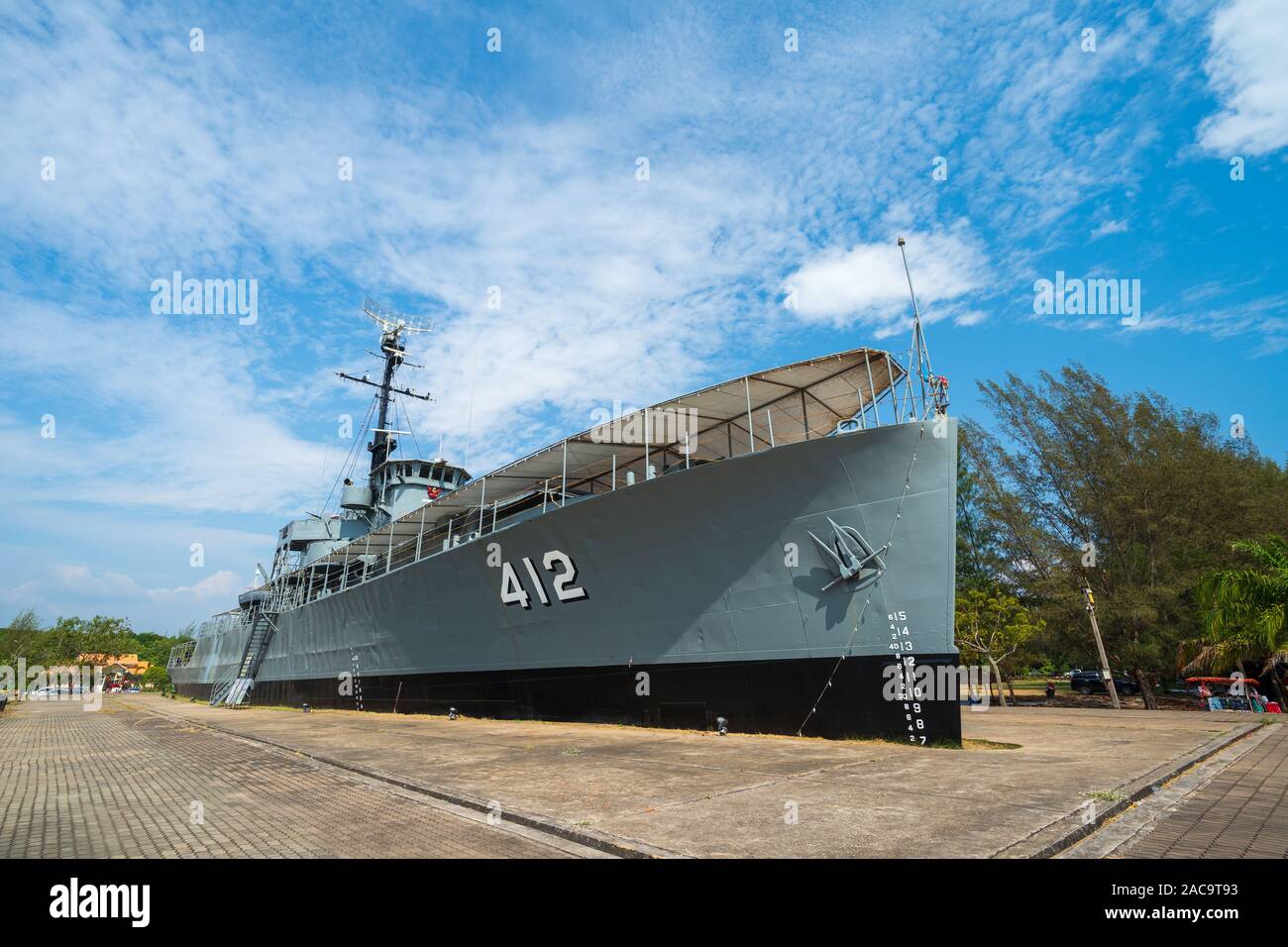 RAYONG, THAÏLANDE - JAN 6, 2019 ; Luang Prasae battleship (monument de la Marine royale thaïlandaise à Paknam) Prasae à Rayong, Thaïlande Banque D'Images