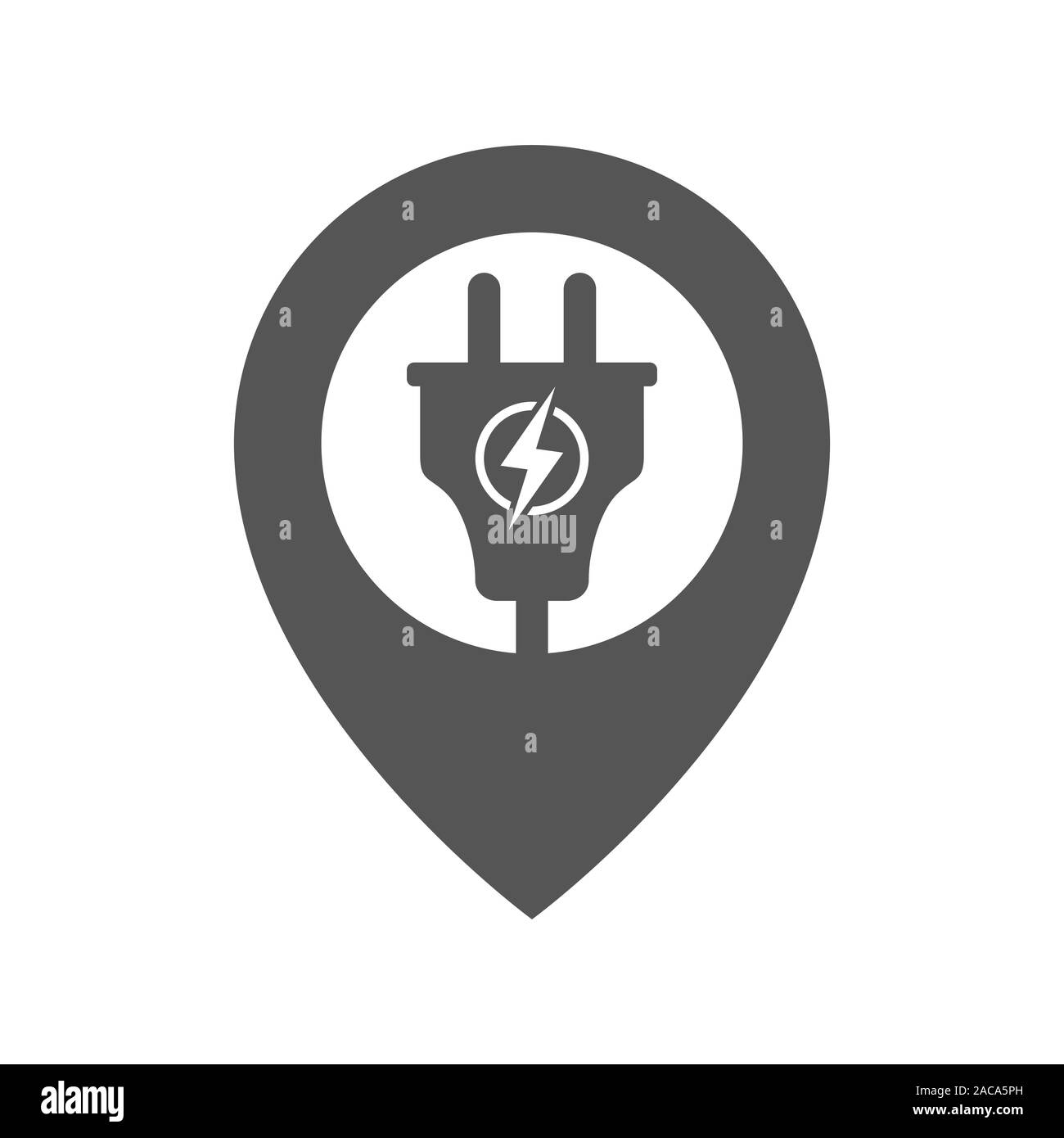 Point de recharge électrique. Pointeur de carte, l'emplacement de la station de charge. L'icône de l'axe électrique de l'élément de conception de logo. EPS 10. Illustration de Vecteur