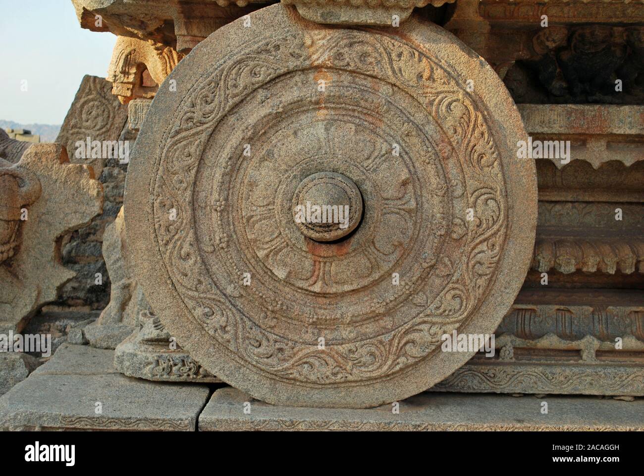 Sculpté en pierre char sur le terrain de l'Vijaya Vittala Temple à Mumbay, Banque D'Images