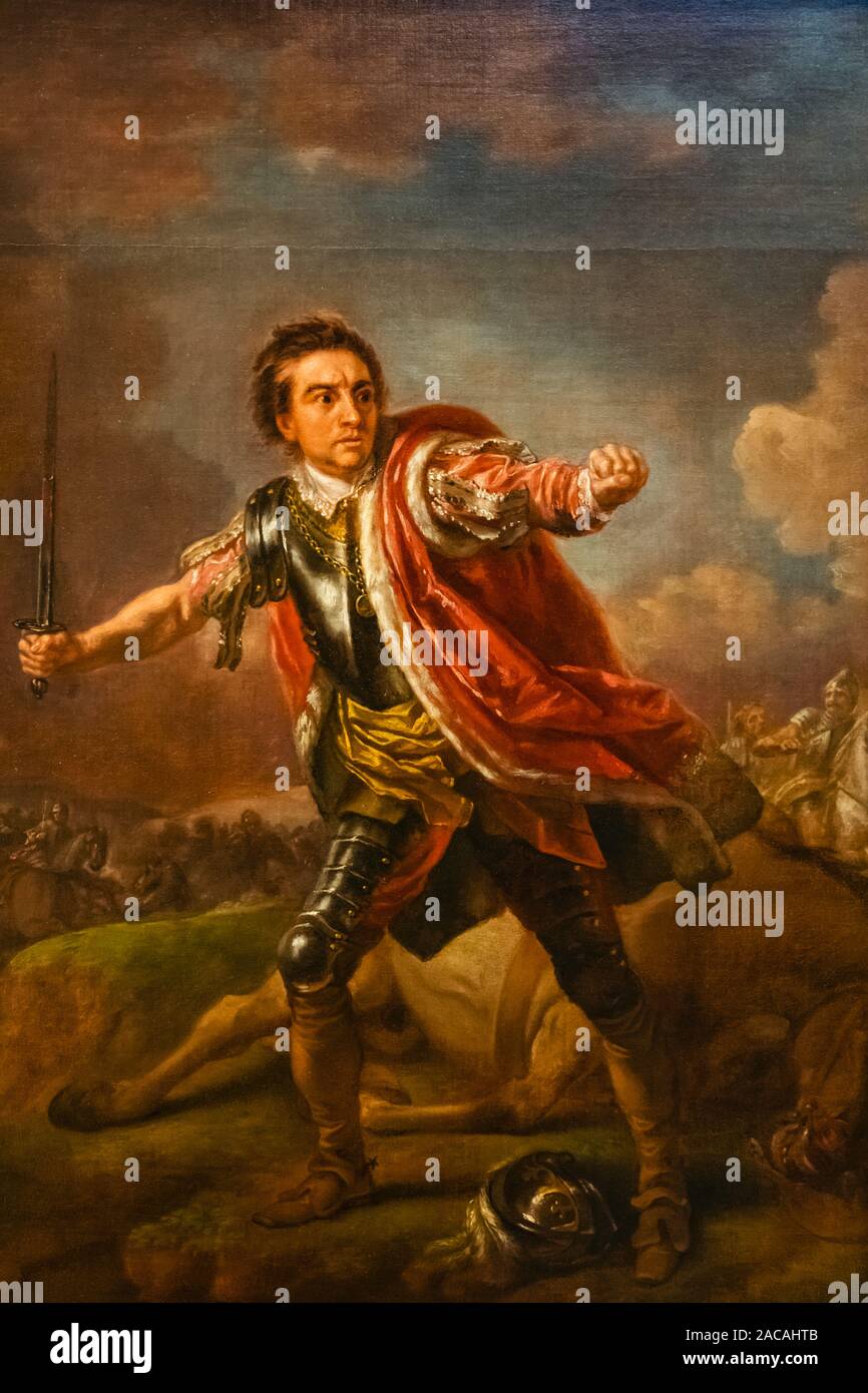 L'Angleterre, Somerset, Bath, le Holbourne Museum, peinture de l'acteur britannique David Garrick dans 'Richard III' par Francis Hayman daté 1760 Banque D'Images