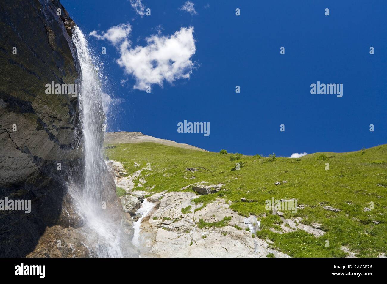 Cascade Fensterbach haute route alpine du Grossglockner, parc national Hohe Tauern, Carinthie, Autriche Banque D'Images