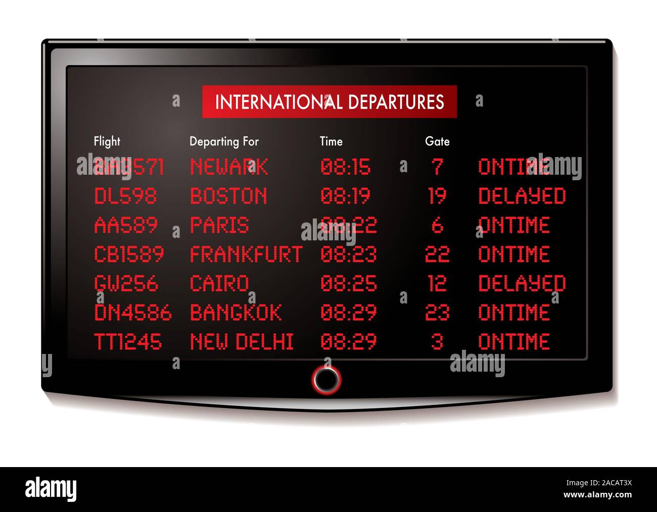 Départ de l'aéroport à écran LCD Banque D'Images