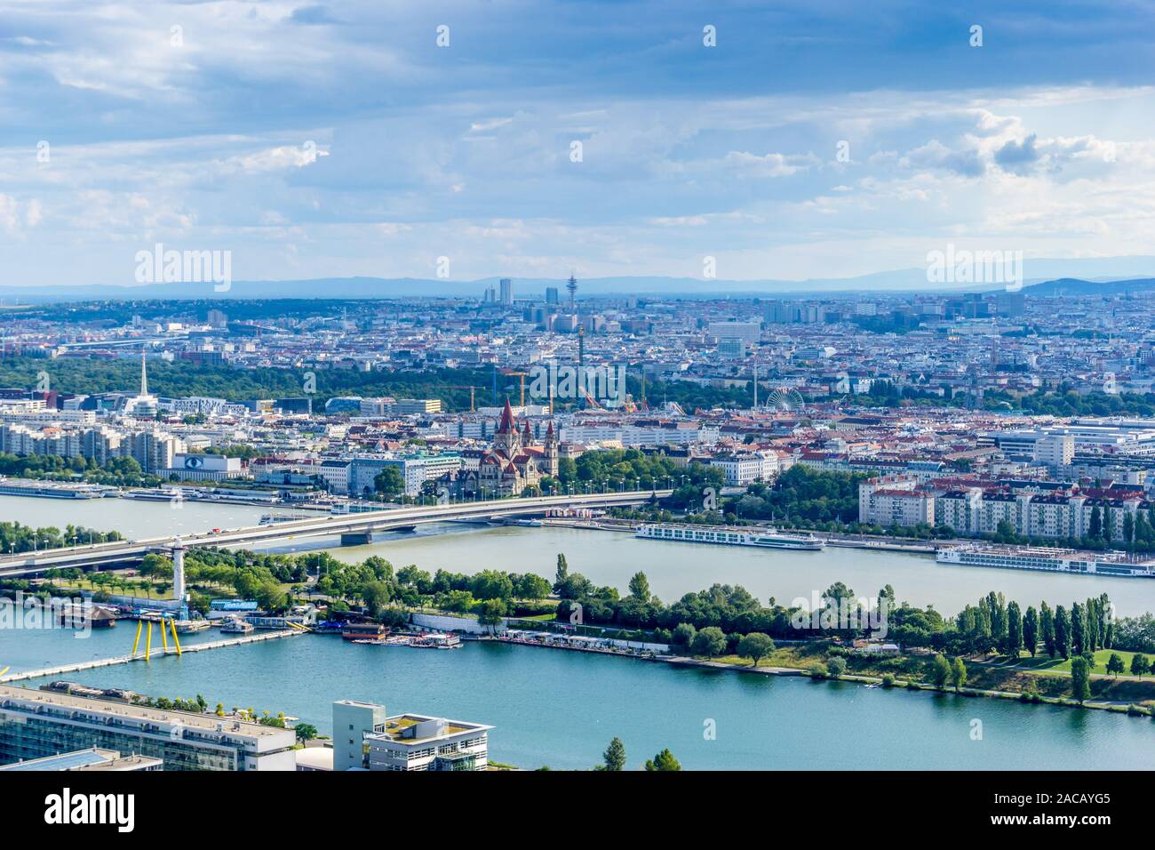 Vue depuis la tour du Danube, Vienne, Autriche, Europe, Banque D'Images