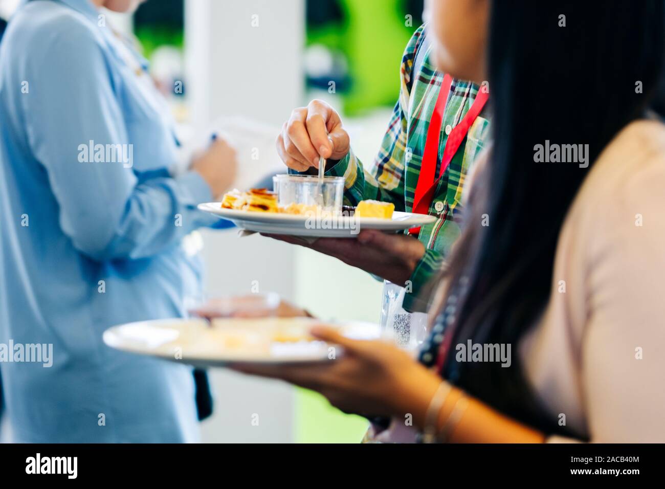 Détails de différentes denrées alimentaires à un événement ou congrès convention Banque D'Images