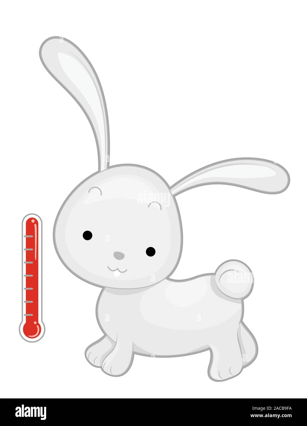 Illustration d'un lapin et d'un thermomètre à liquide rouge Banque D'Images