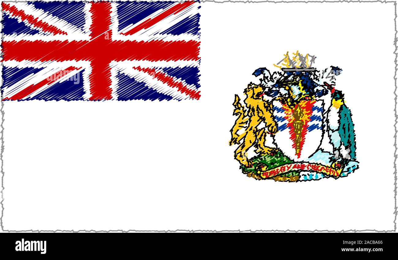 Style de dessin vectoriel Sketch Drapeau Territoire Antarctique Britannique Illustration de Vecteur