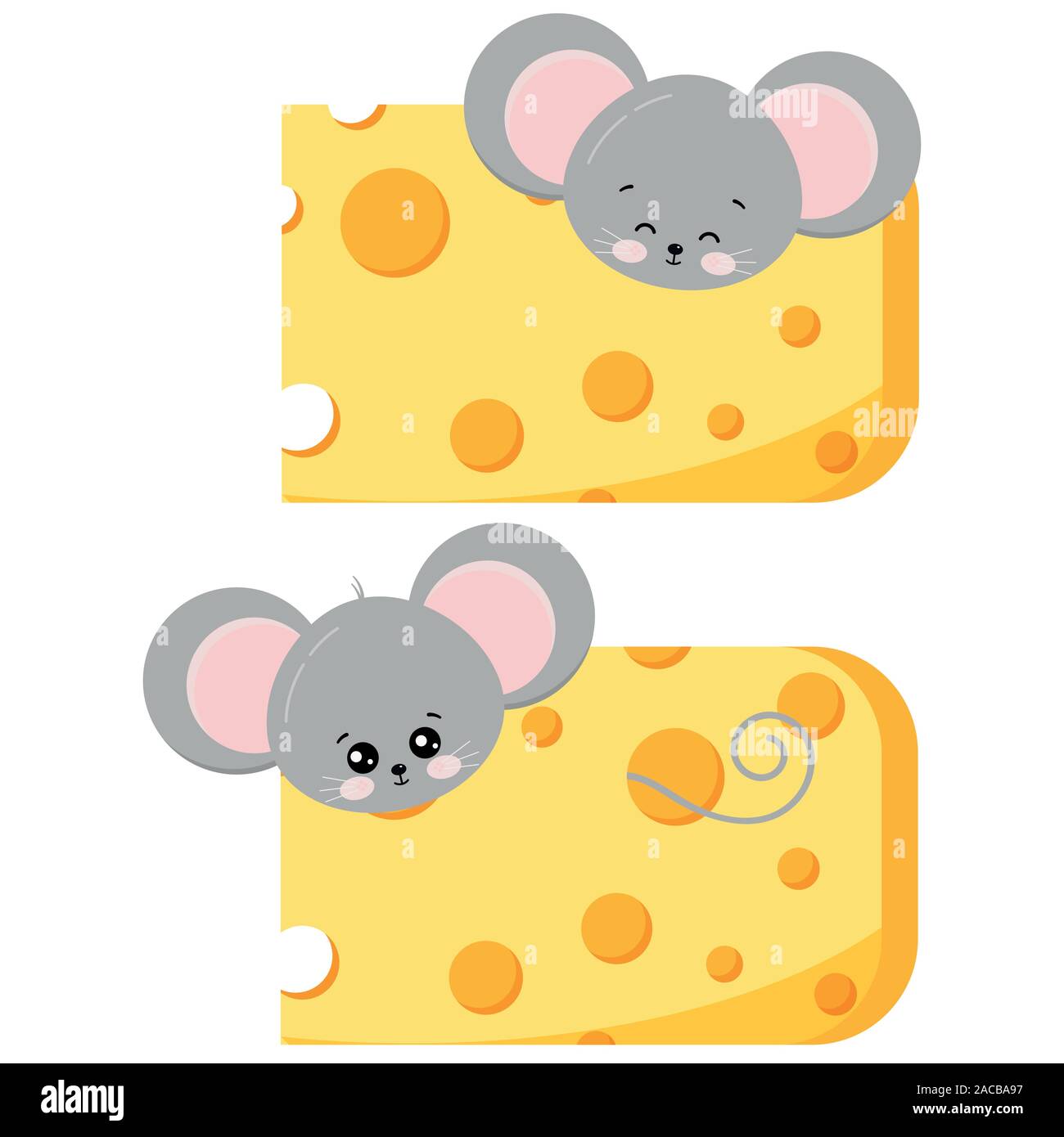 Choisir souris mignon de fromage set isolé sur fond blanc. Illustration de Vecteur