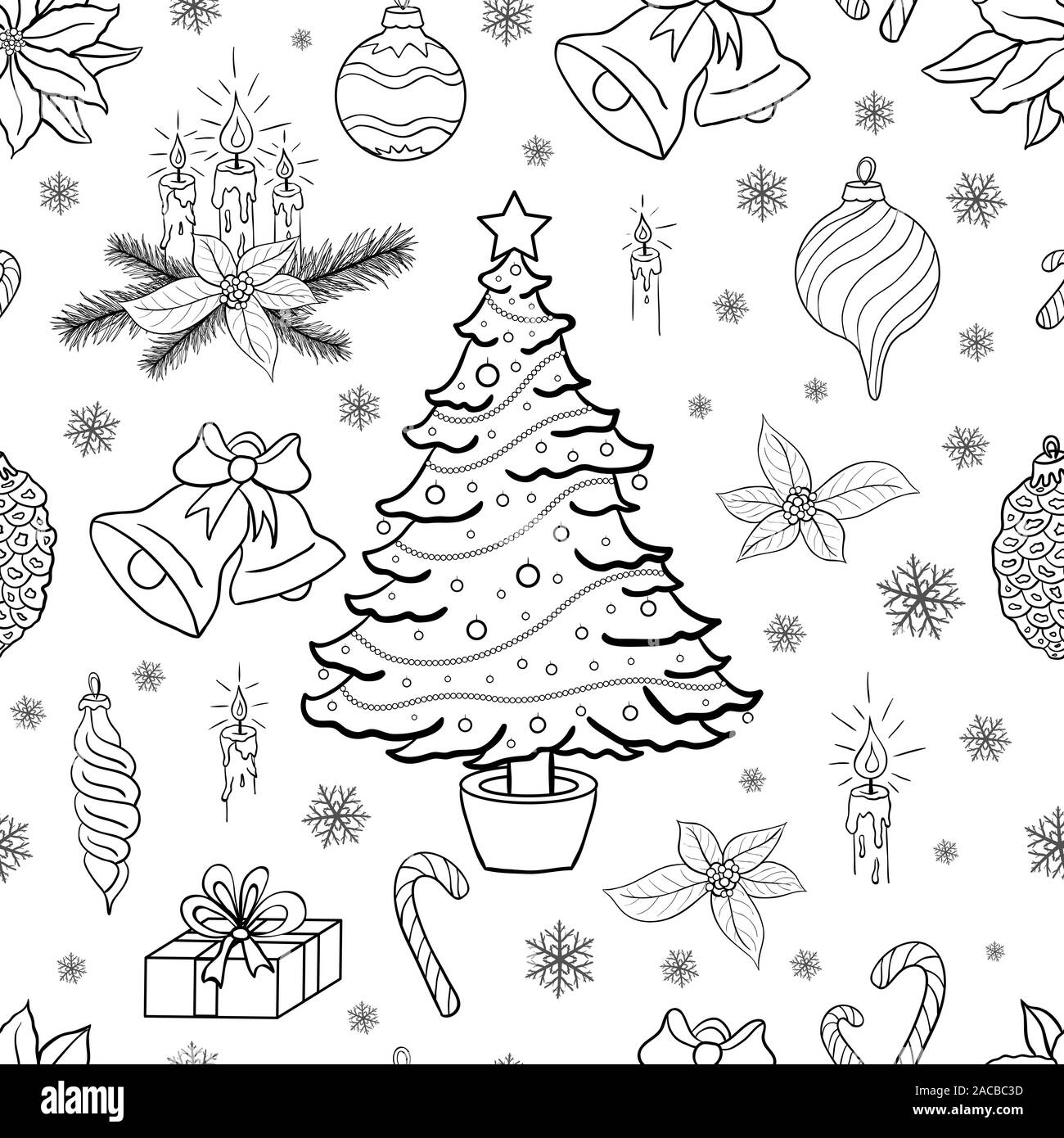 Motif de fond transparent avec des éléments de décoration de Noël. Vecteur  de page à colorier Image Vectorielle Stock - Alamy