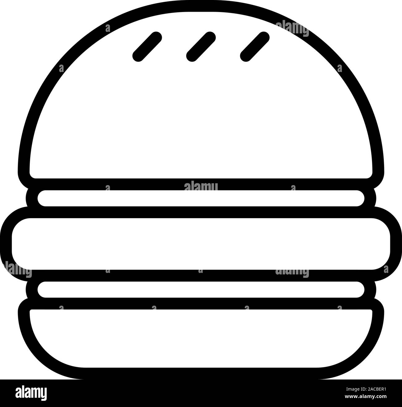 Symbole noir d'un hamburger, isolé sur fond blanc. Illustration de Vecteur