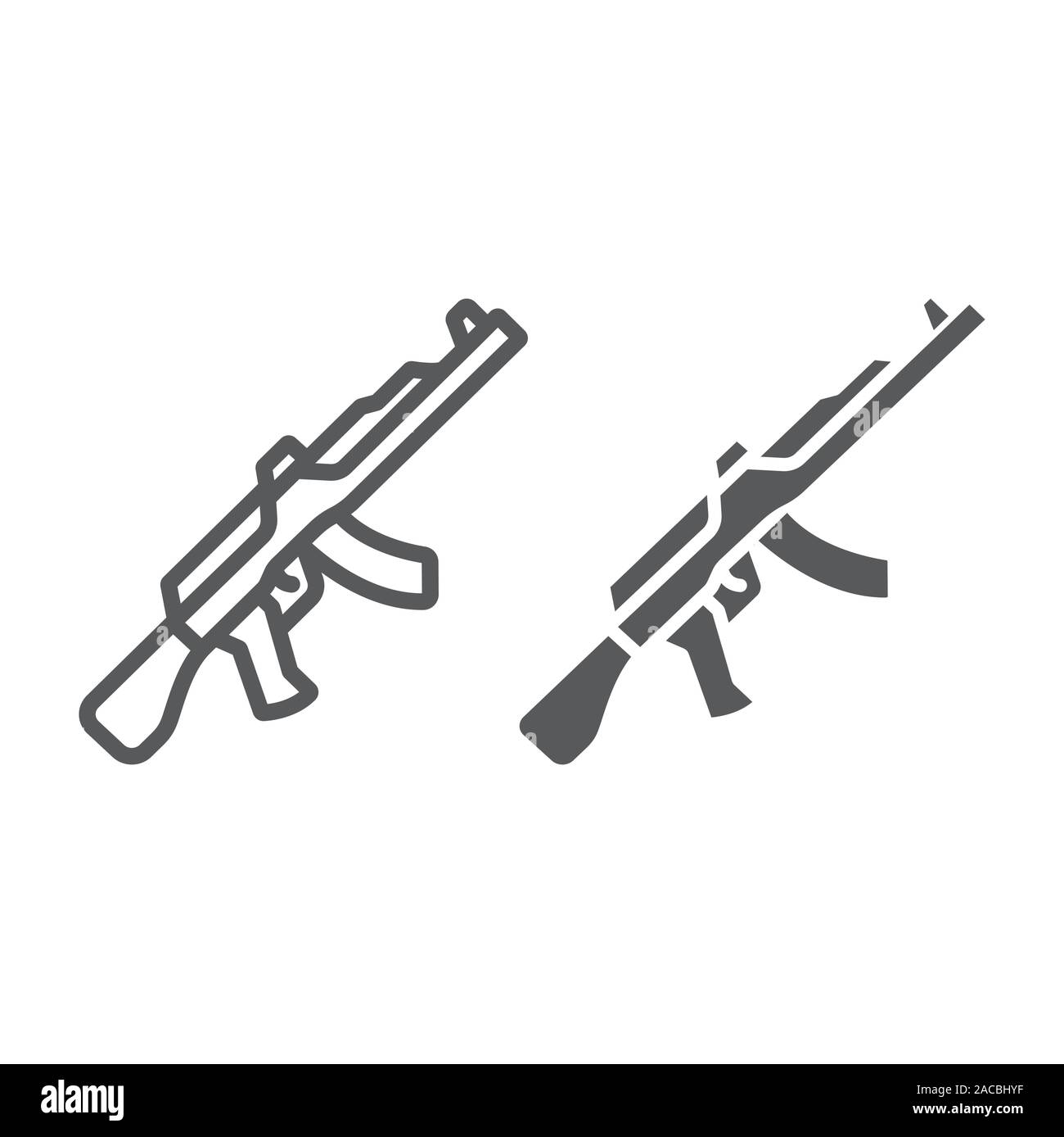 AK47 et ligne icône glyphe, carabine et militaires, mitrailleuse signer, le vectoriel, un motif linéaire sur un fond blanc. Illustration de Vecteur