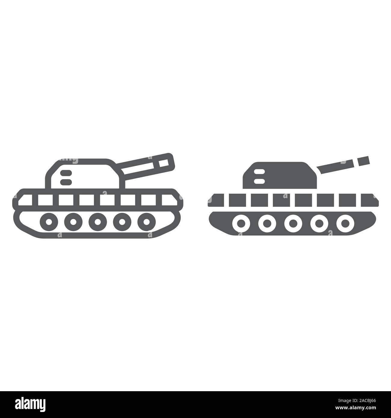 Ligne de chars de l'armée et l'icône glyphe, de l'armée et de la force, signe d'induit, le vectoriel, un motif linéaire sur un fond blanc. Illustration de Vecteur