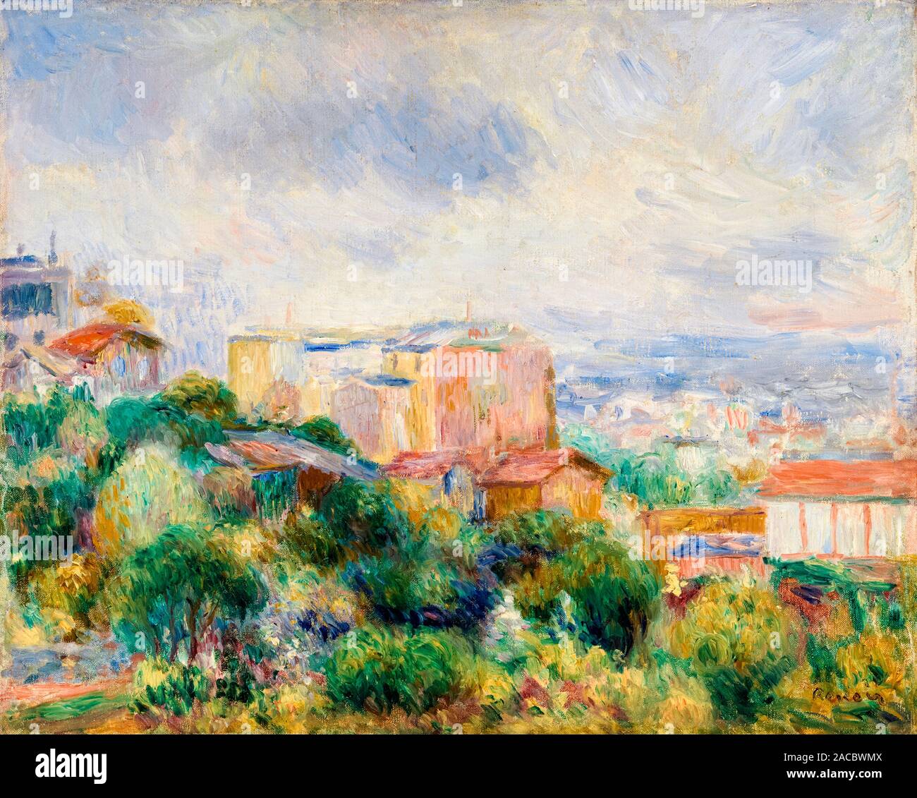 Pierre Auguste Renoir, vue de Montmartre, (Vue de Montmartre), la peinture de paysages, vers 1892 Banque D'Images