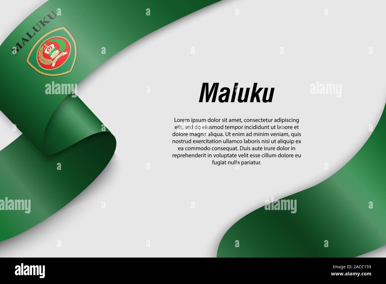 Forme un ruban ou une bannière avec pavillon de Maluku. Province de l'Indonésie. Modèle pour la conception de l'affiche Illustration de Vecteur