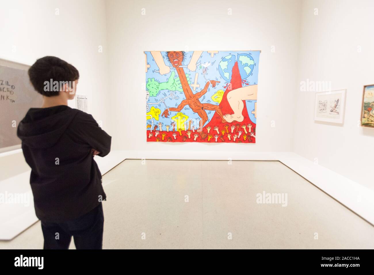 Keith Haring, Michael Stewart - USA pour l'Afrique, Guggenheim Museum, Cinquième Avenue, New York City, États-Unis d'Amérique. Banque D'Images