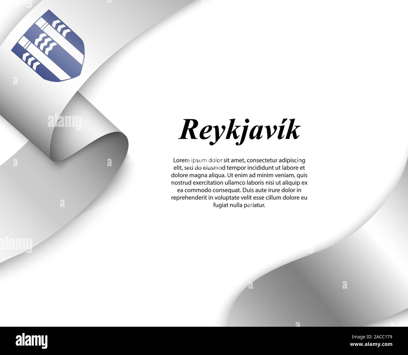 Ruban ondulant avec le drapeau de la ville de Reykjavik. Modèle pour la conception de l'affiche Illustration de Vecteur