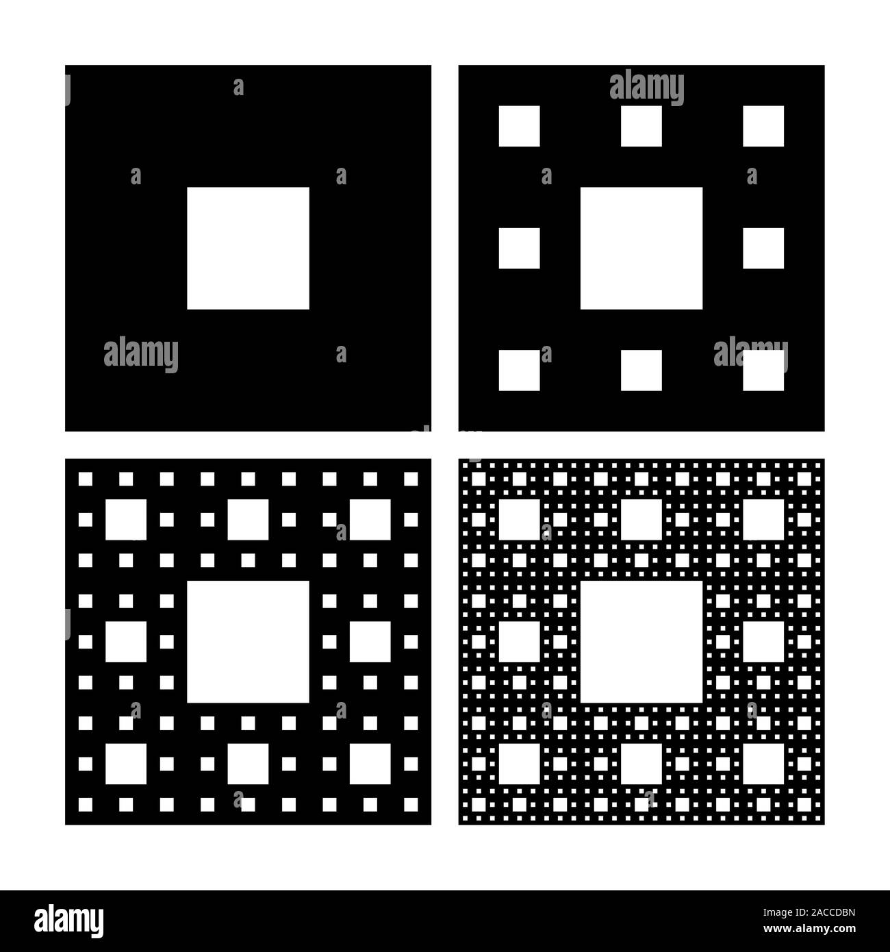 Tapis de Sierpinski. La génération de séquence montrant un avion fractal  décrit en 1916 par le mathématicien polonais Waclaw Sierpinski (1882-1969).  L Photo Stock - Alamy