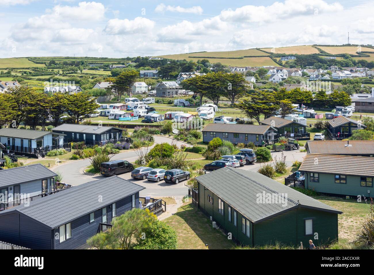 Maison de vacances Croyde, plage de lodges, Croyde Devon, Angleterre, Royaume-Uni Banque D'Images