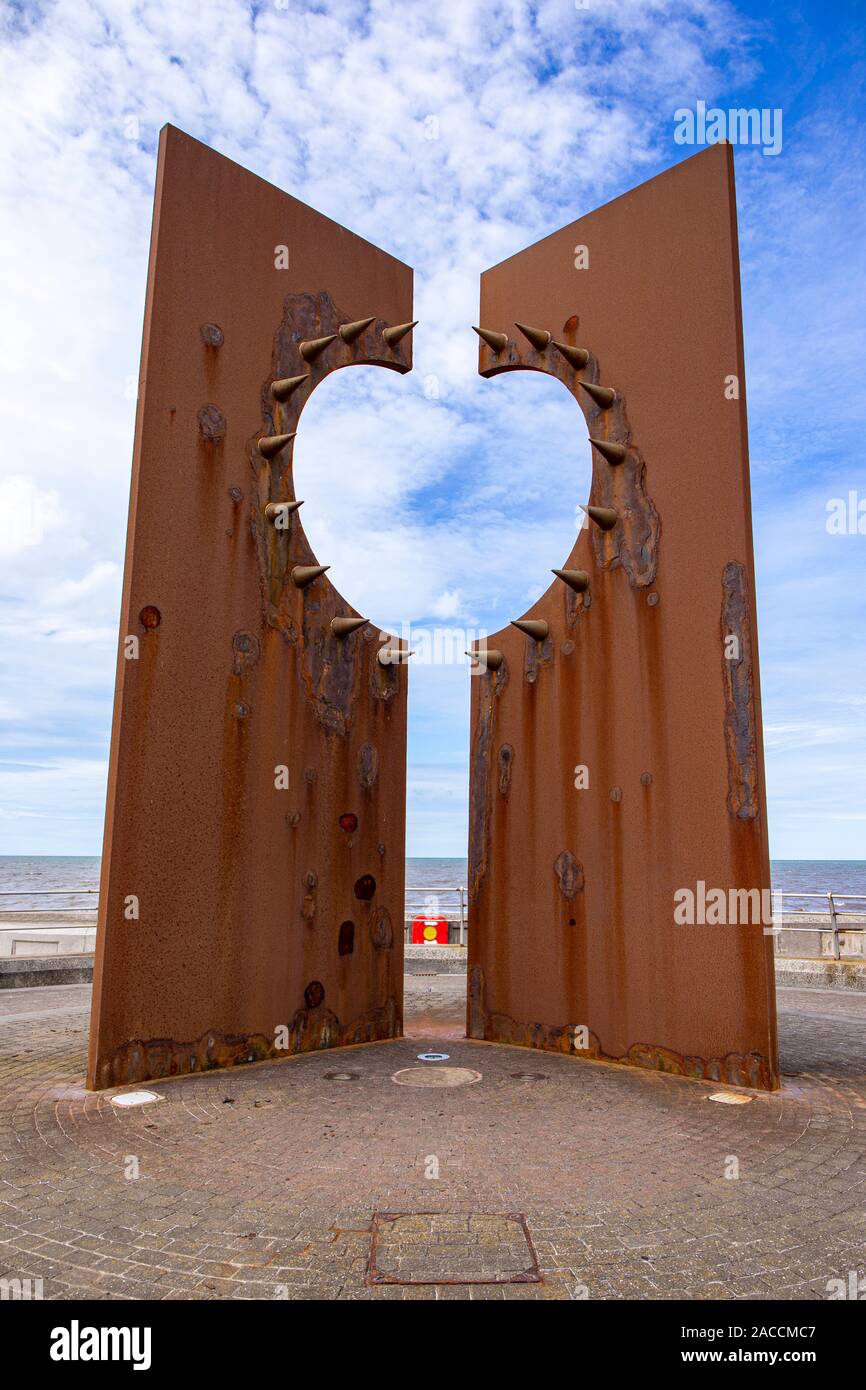 Désir sculpture par Chris Knight érigée le 9 mai 2001, la rive sud de Blackpool Lancashire UK Banque D'Images