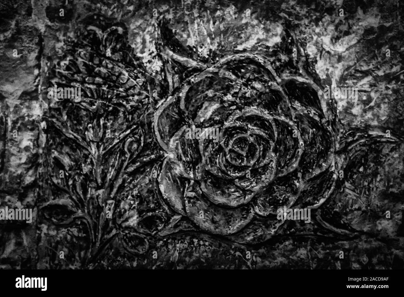 Des graffiti anciens une rose dans Inquisition cellule de prison Banque D'Images