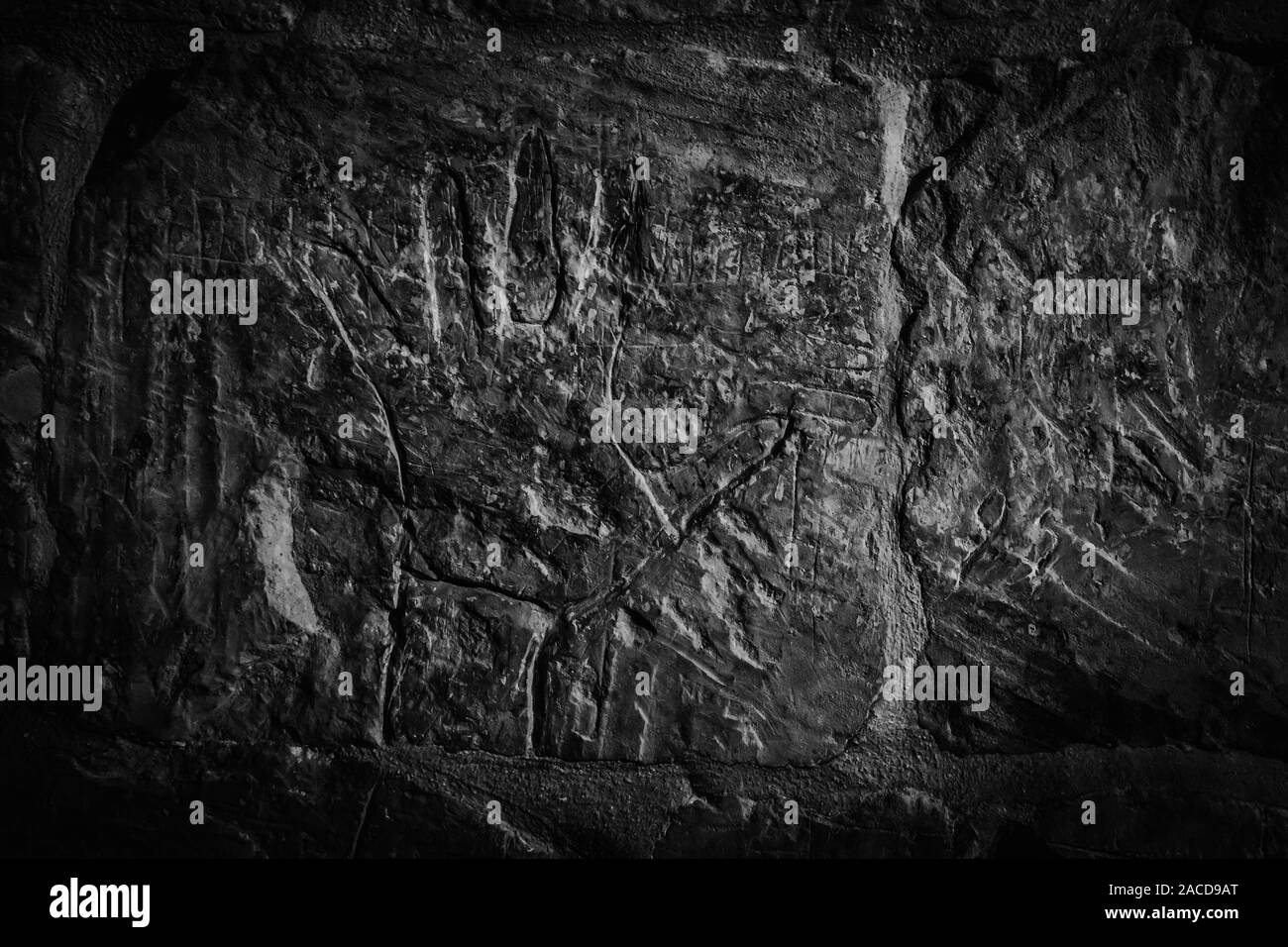 Tracé main Graffitis dans cellule de prison Banque D'Images