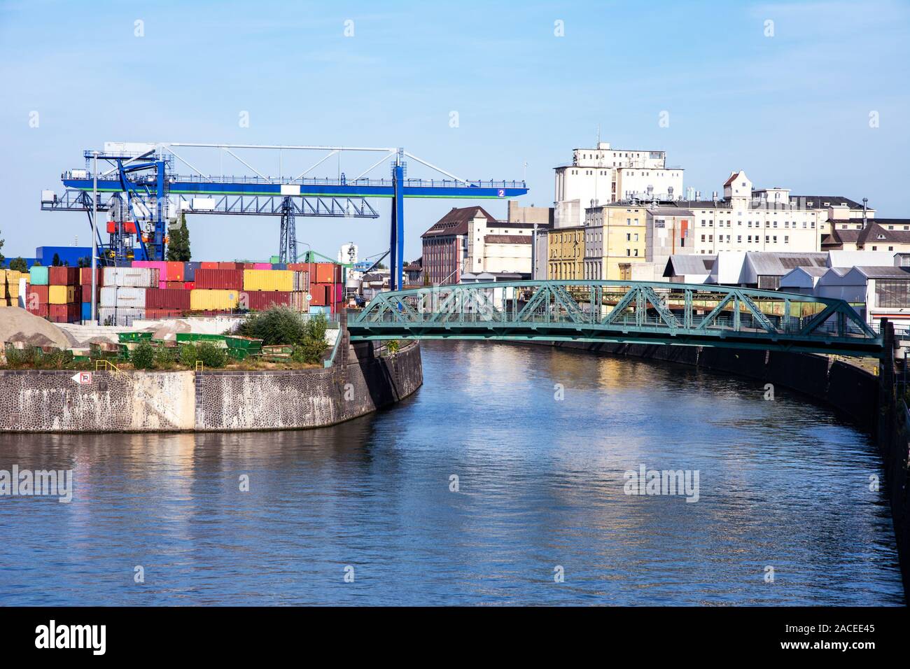 Port industriel à Francfort (Allemagne) à la rivière principale Banque D'Images