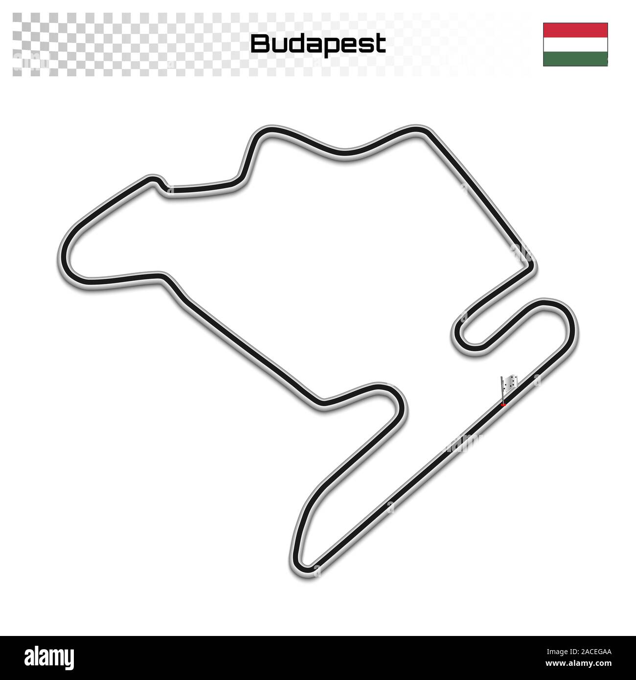 Le circuit de Budapest pour le sport automobile et d'autosport. Le grand prix de piste de course. Illustration de Vecteur